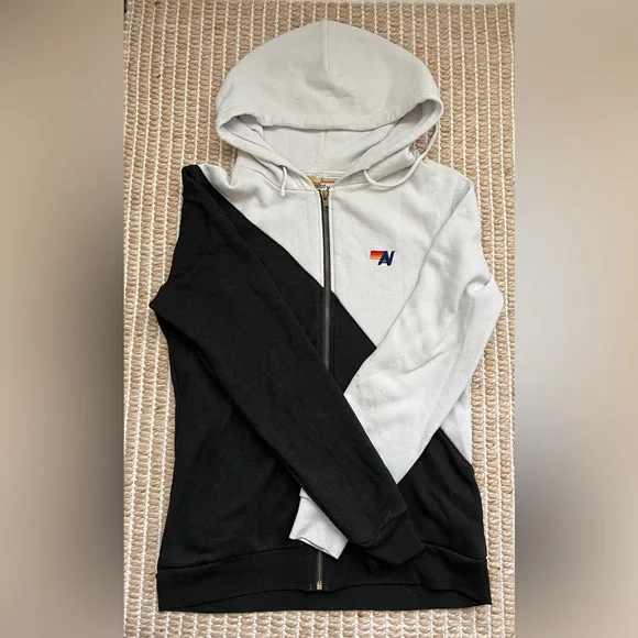 Aviator Nation White & Black Zip-Up Hoodie Size Large - Picture 4 of 10